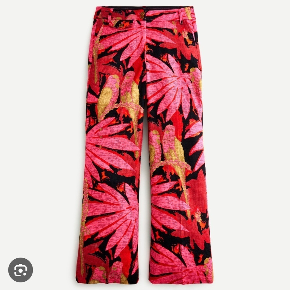 J. Crew High Waisted Kickout Crop Pants in Palm Print